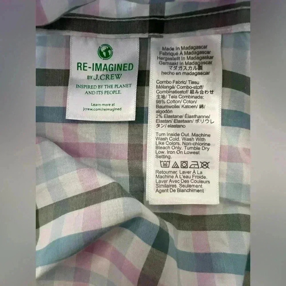 J. Crew Mens Dark Patina Roadmap Gin Pastel Slim Flex Untucked Button-Down Shirt - Picture 5 of 6